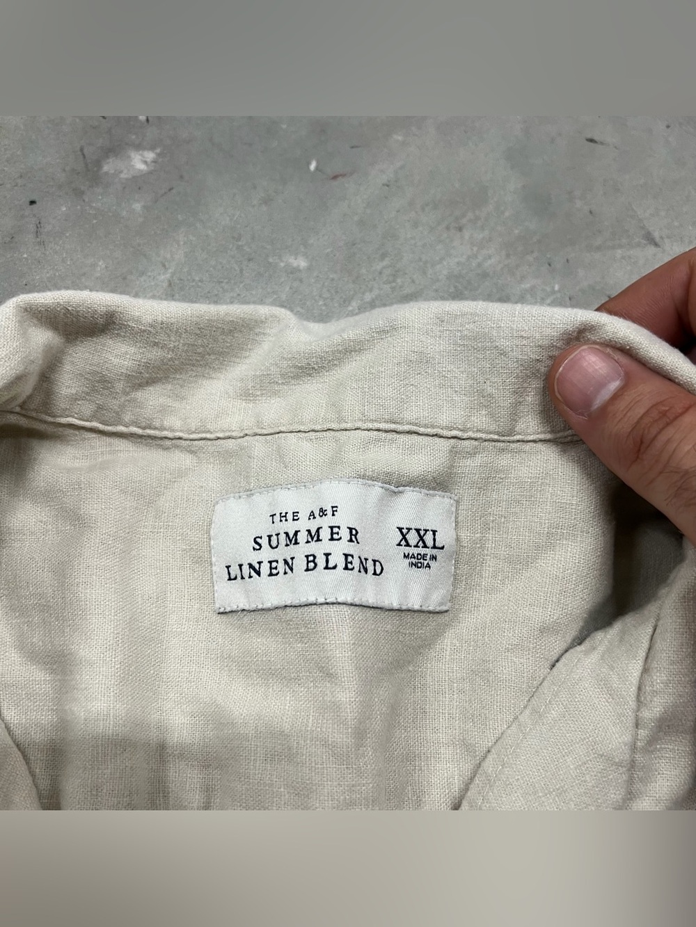 Abercrombie and Fitch Shirt Mens XXL Beige Summer Linen Blend Embroidered - Picture 8 of 8